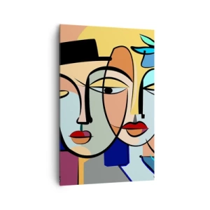 Quadro su tela - Stampe su Tela - Ritratti cubisti dai colori vivaci con motivo floreale - 80x120cm - Appuntamento in stile Picasso - Decorazione murale moderna per soggiorno e camera da letto ARTTOR