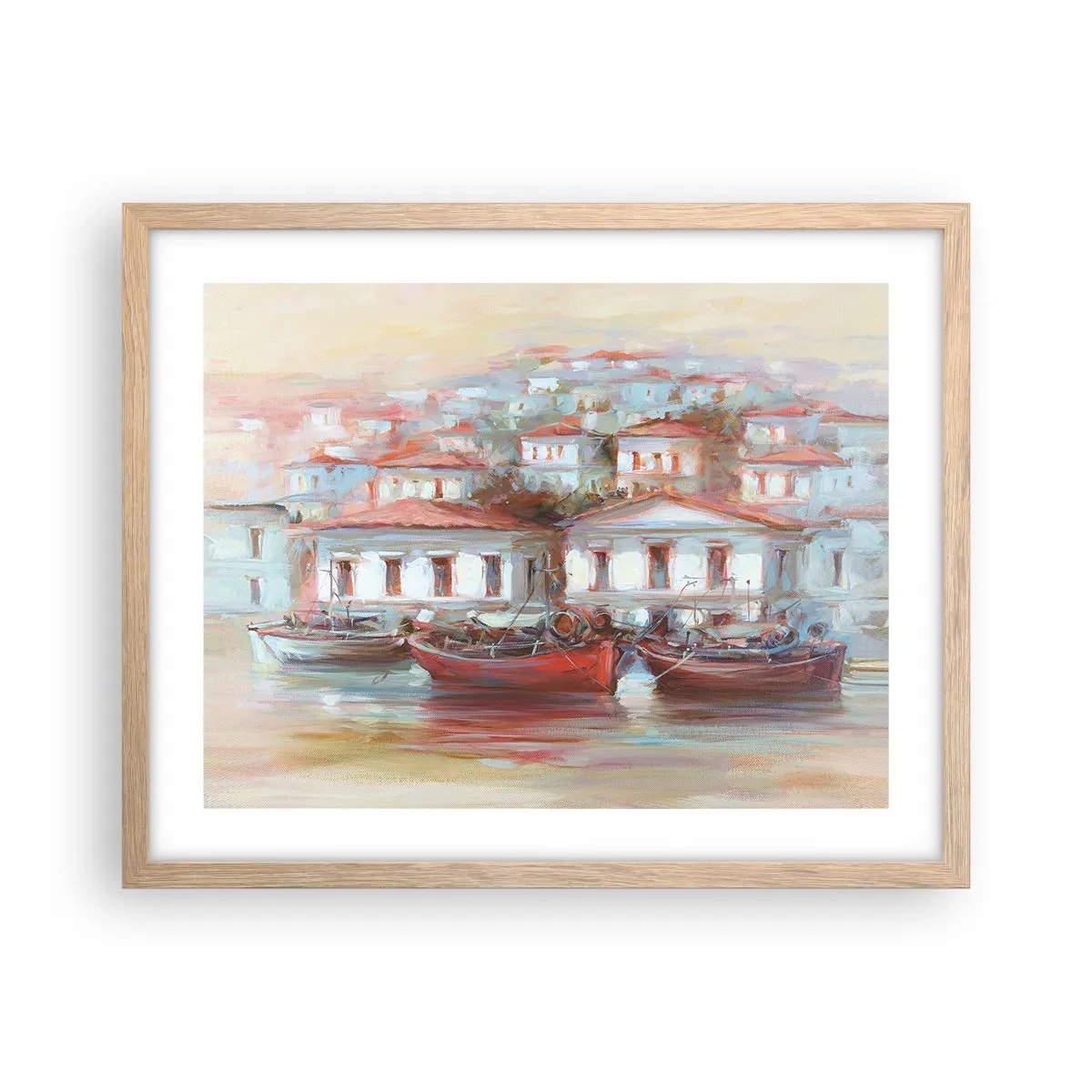 Poster in cornice rovere chiaro - Cittadina felice - 50x40 cm