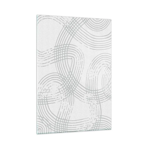 Quadro su vetro - Linee curve astratte in tonalità di grigio su bianco - 50x70cm - Non vi è una via diritta - Decorazione murale moderna per soggiorno e camera da letto ARTTOR