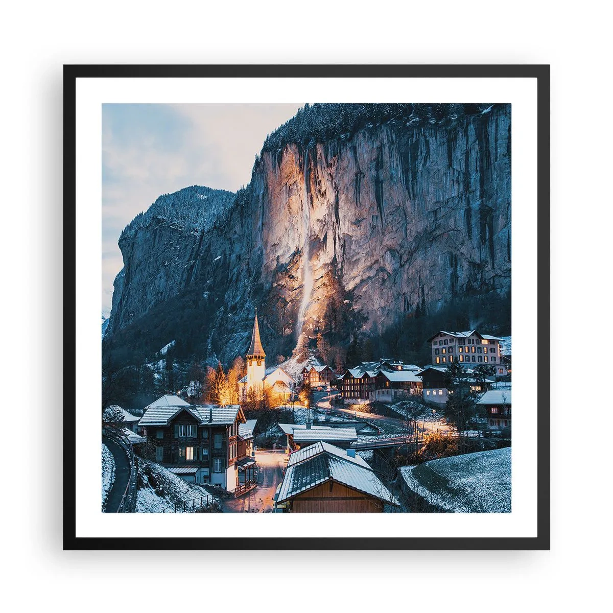 Poster in cornice nera - Lo spirito luminoso dell'inverno - 60x60 cm