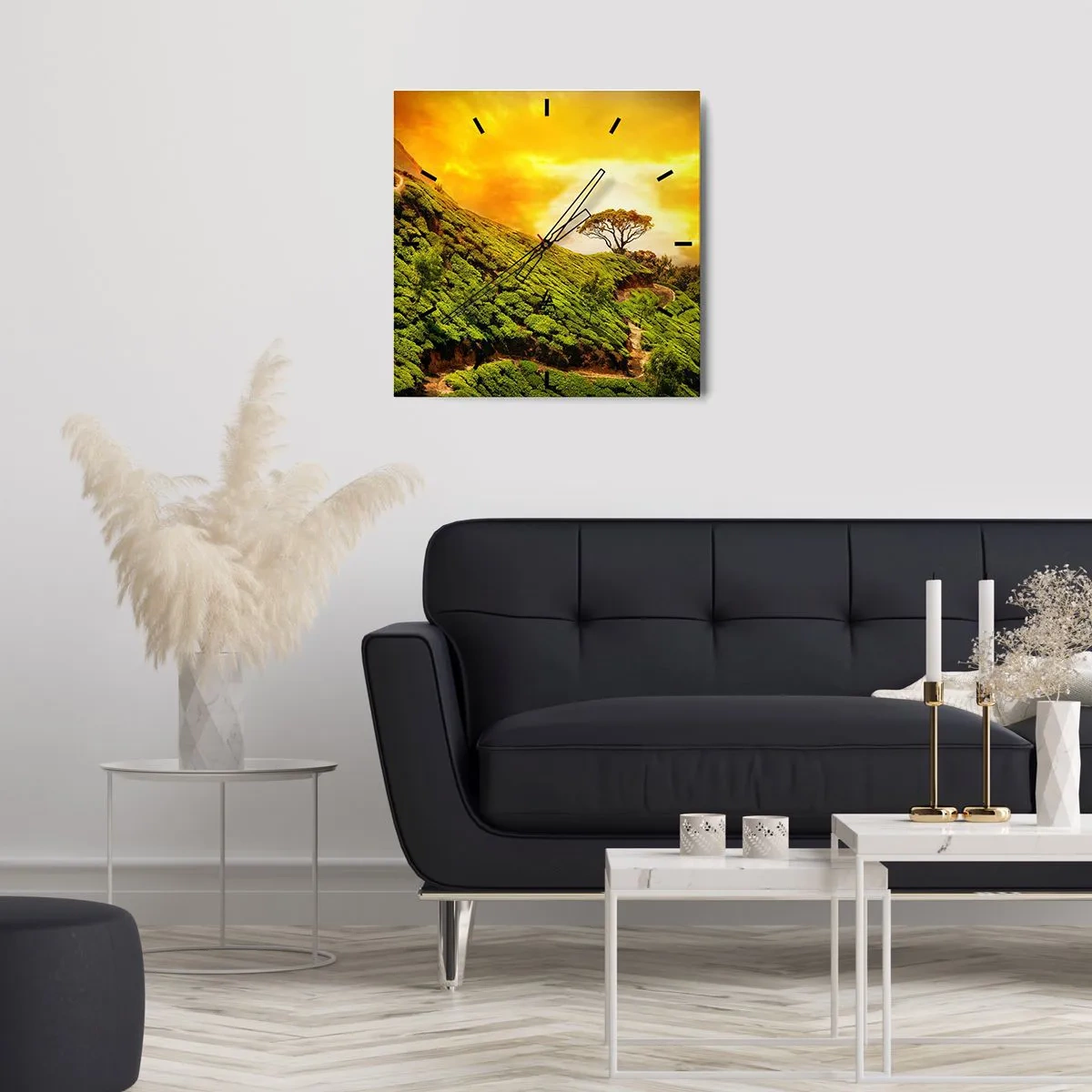 Orologio da parete - Orologio in Vetro - Sentiero tortuoso, pendio verde - 40x40 cm