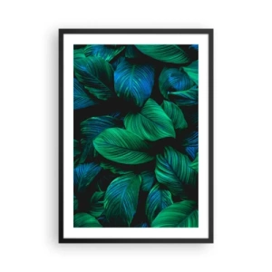 Poster in cornice nera - Foglie verdi in tonalità intense - 50x70cm - Nella folla verde - Decorazione murale moderna per soggiorno e camera da letto ARTTOR