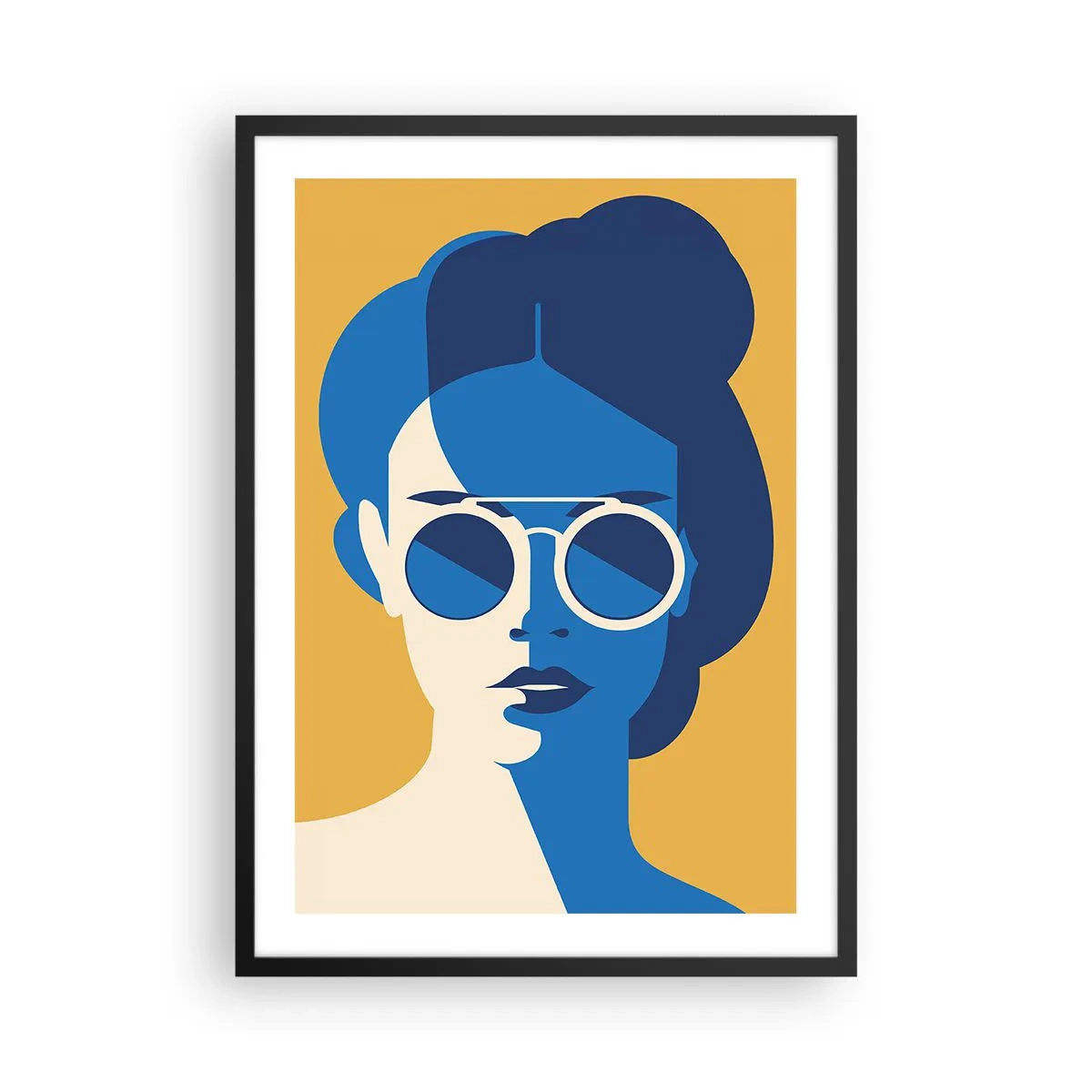 Poster in cornice nera - Ritratto astratto di una donna che indossa occhiali da sole - 50x70cm - Look vacanziero - Decorazione murale moderna per soggiorno e camera da letto ARTTOR