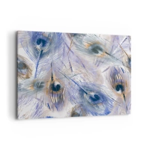 Quadro su tela - Stampe su Tela - Un motivo con piume di pavone nei toni del blu e dell'oro - 120x80cm - Composizione a occhio di pavone - Decorazione murale moderna per soggiorno e camera da letto ARTTOR