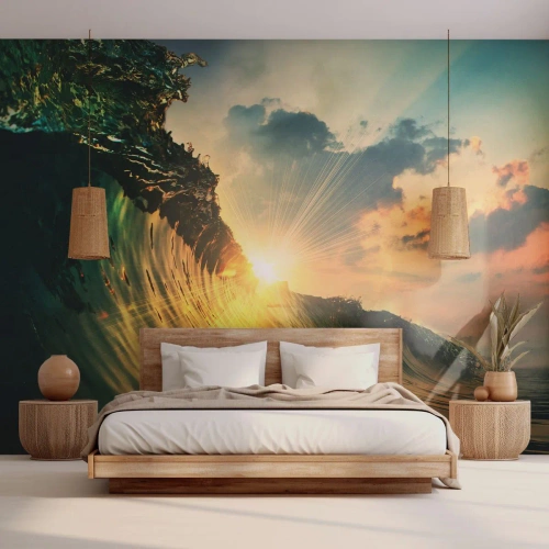 Fotomurali Premium Canvas - Surfista, dove sei? - Onda Marina, Raggi del sole, Natura - 350x256 cm