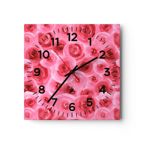 Orologio da parete - Orologio in Vetro - Rose in alto e in basso - 40x40 cm