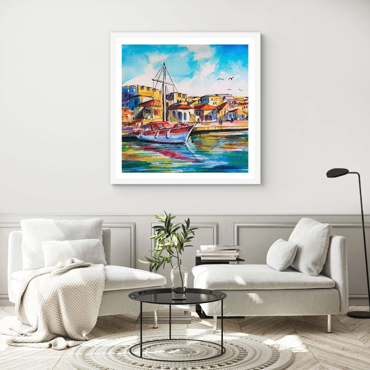 Poster in cornice bianca - Un colorato pomeriggio - 50x50 cm