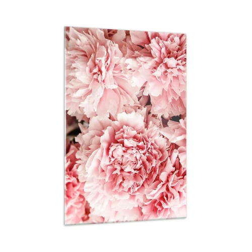 Quadro su vetro - Delicate peonie rosa in un ambiente delicato - 70x100cm - Sogno rosa - Decorazione murale moderna per soggiorno e camera da letto ARTTOR