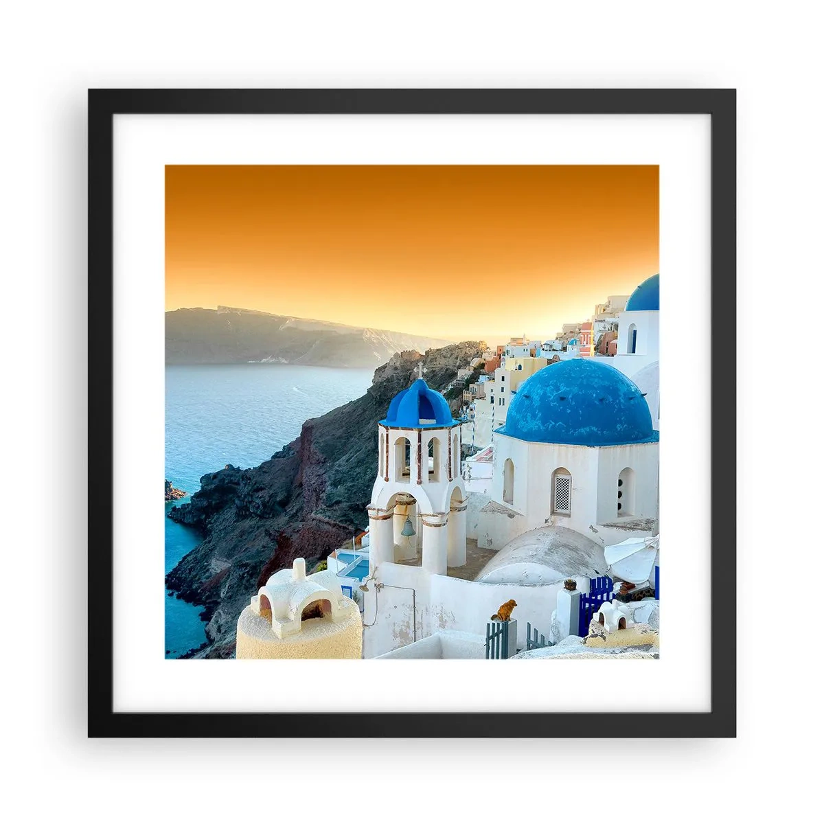 Poster in cornice nera - Santorini: aggrappate alle rocce - 40x40 cm