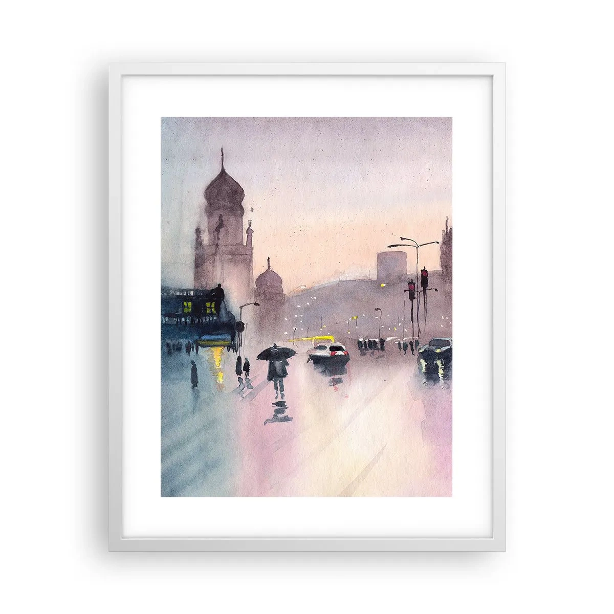 Poster in cornice bianca - Nella nebbia piovigginosa - 40x50 cm