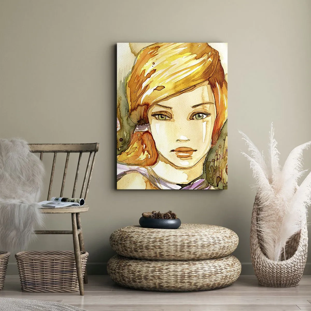 Quadro su tela - Stampe su Tela - Sguardo di smeraldo, che calma l'ira - 55x100 cm