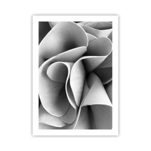 Poster - Petali astratti in tonalità di grigio - 50x70cm - Avviene nello spazio - Decorazione murale moderna per soggiorno e camera da letto ARTTOR