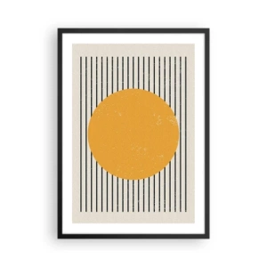 Poster in cornice nera - Composizione geometrica con cerchio arancione e linee - 50x70cm - La forza della semplicità - Decorazione murale moderna per soggiorno e camera da letto ARTTOR