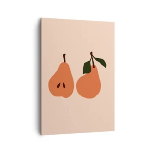 Quadro su tela - Stampe su Tela - Un'illustrazione minimalista di due pere su uno sfondo beige. - 50x70cm - La dolcezza stessa - Decorazione murale moderna per soggiorno e camera da letto ARTTOR