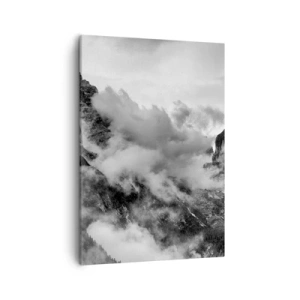 Quadro su tela - Stampe su Tela - Vista in bianco e nero delle montagne circondate dalle nuvole - 50x70cm - Belli e terribili - Decorazione murale moderna per soggiorno e camera da letto ARTTOR