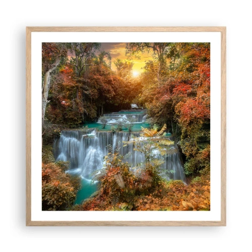 Poster in cornice rovere chiaro - Il tesoro nascosto nel bosco - 60x60 cm