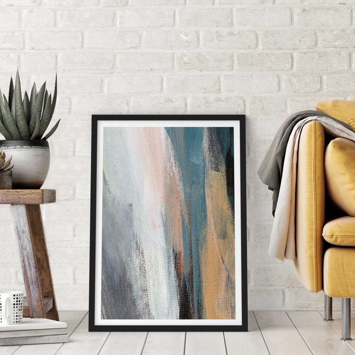 Poster in cornice nera - Astrazione: paesaggio del nord - 70x100 cm