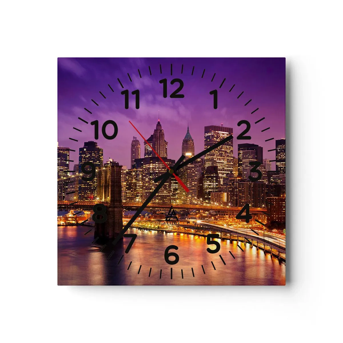 Orologio da parete - Orologio in Vetro - Manhattan in viola e oro - 40x40 cm