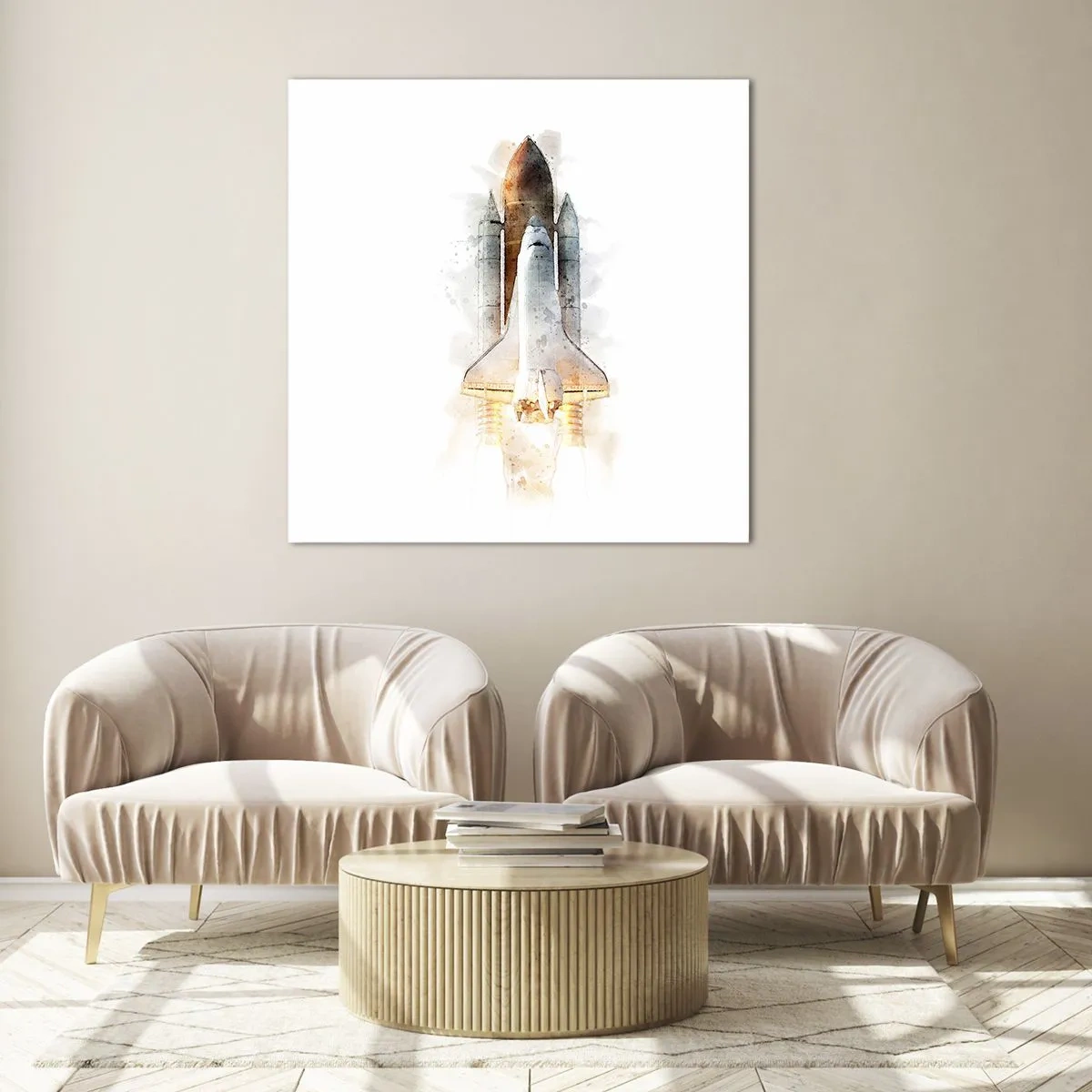 Quadro su vetro - La partenza degli esploratori - 30x30 cm