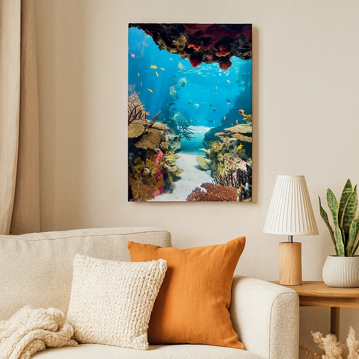 Quadro su tela - Stampe su Tela - Mondo sottomarino con barriera corallina e pesci - 50x70cm - Non lo avresti neanche sognato - Decorazione murale moderna per soggiorno e camera da letto ARTTOR
