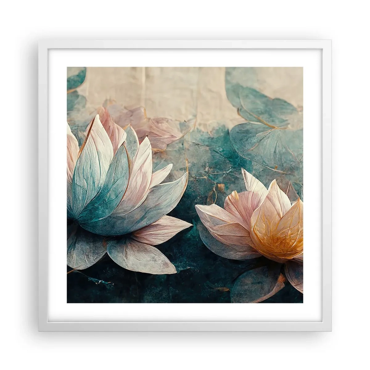 Poster in cornice bianca - Le stelle del lago - 50x50 cm