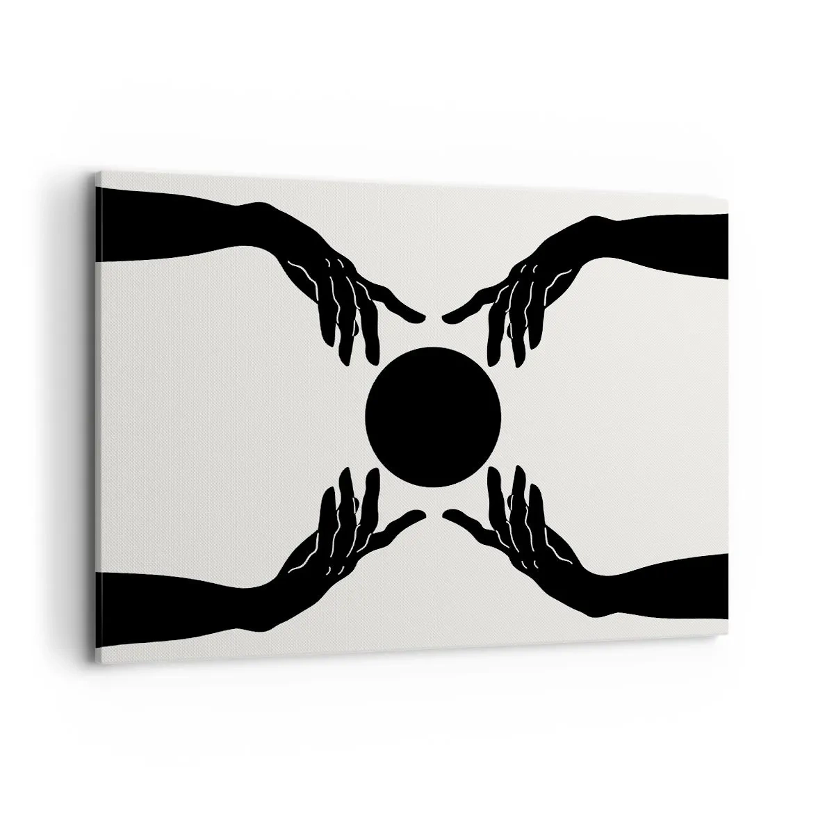 Quadro su tela - Stampe su Tela - Mani nere in una composizione simmetrica con una palla - 100x70cm - Segno misterioso - Decorazione murale moderna per soggiorno e camera da letto ARTTOR