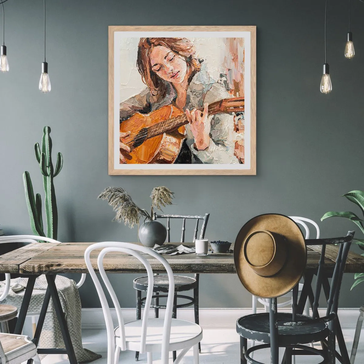 Poster in cornice rovere chiaro - Concerto per chitarra e cuore di ragazza - 60x60 cm