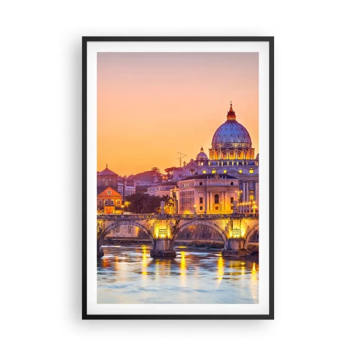 Poster in cornice nera - Tramonto sulla Città Eterna - 61x91 cm