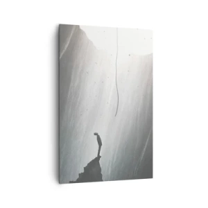 Quadro su tela - Stampe su Tela - Sagoma di un uomo sul pavimento di una grotta con vista sulla luce - 80x120cm - C'è sempre una via d'uscita - Decorazione murale moderna per soggiorno e camera da letto ARTTOR