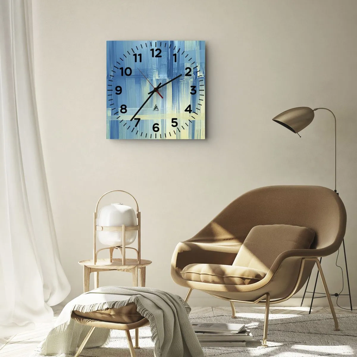Orologio da parete - Orologio in Vetro - Composizione in turchese - 40x40 cm