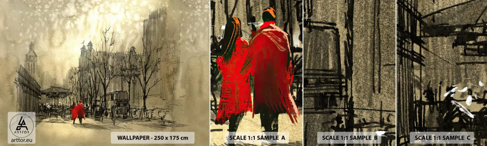 Campione di Fotomurale Adesivo Deluxe Sticker - Appuntamento nella nebbia di Londra - Città, Londra, Architettura - 100x30 cm