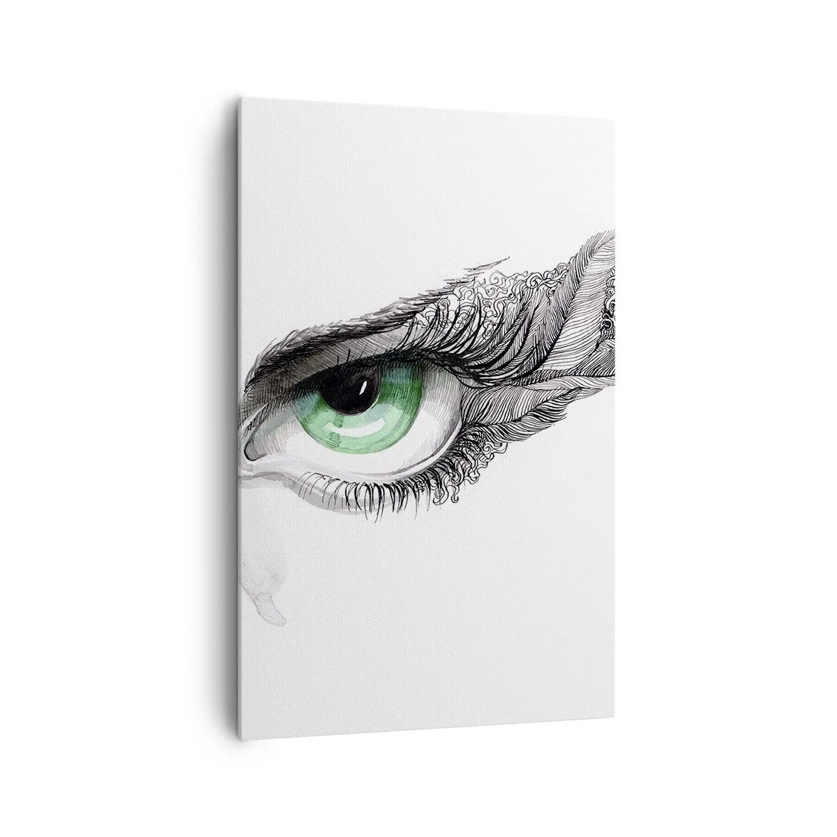 Quadro su tela - Stampe su Tela - Occhio artistico con iride verde e dettagli disegnati - 80x120cm - Bella e pronta all'attacco - Decorazione murale moderna per soggiorno e camera da letto ARTTOR