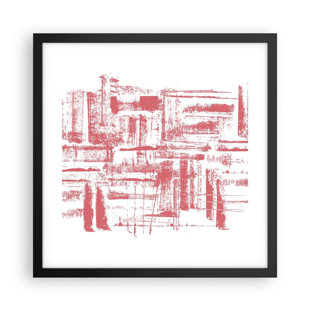 Poster in cornice nera - Città rossa - 40x40 cm