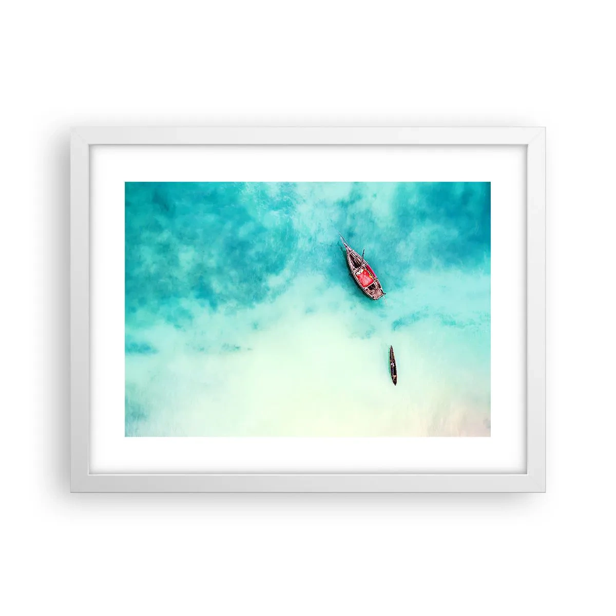 Poster in cornice bianca - Nelle spiagge di Zanzibar, quando c'è troppa acqua... - 40x30 cm