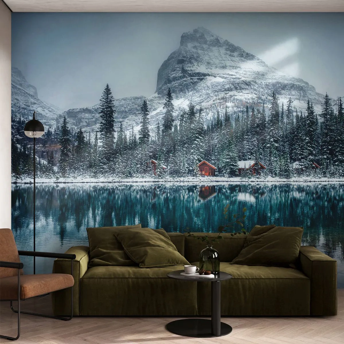Fotomurali Autoadesivo Deluxe Sticker - Rifugio canadese - Paesaggio, Canada, Inverno - 100x70 cm