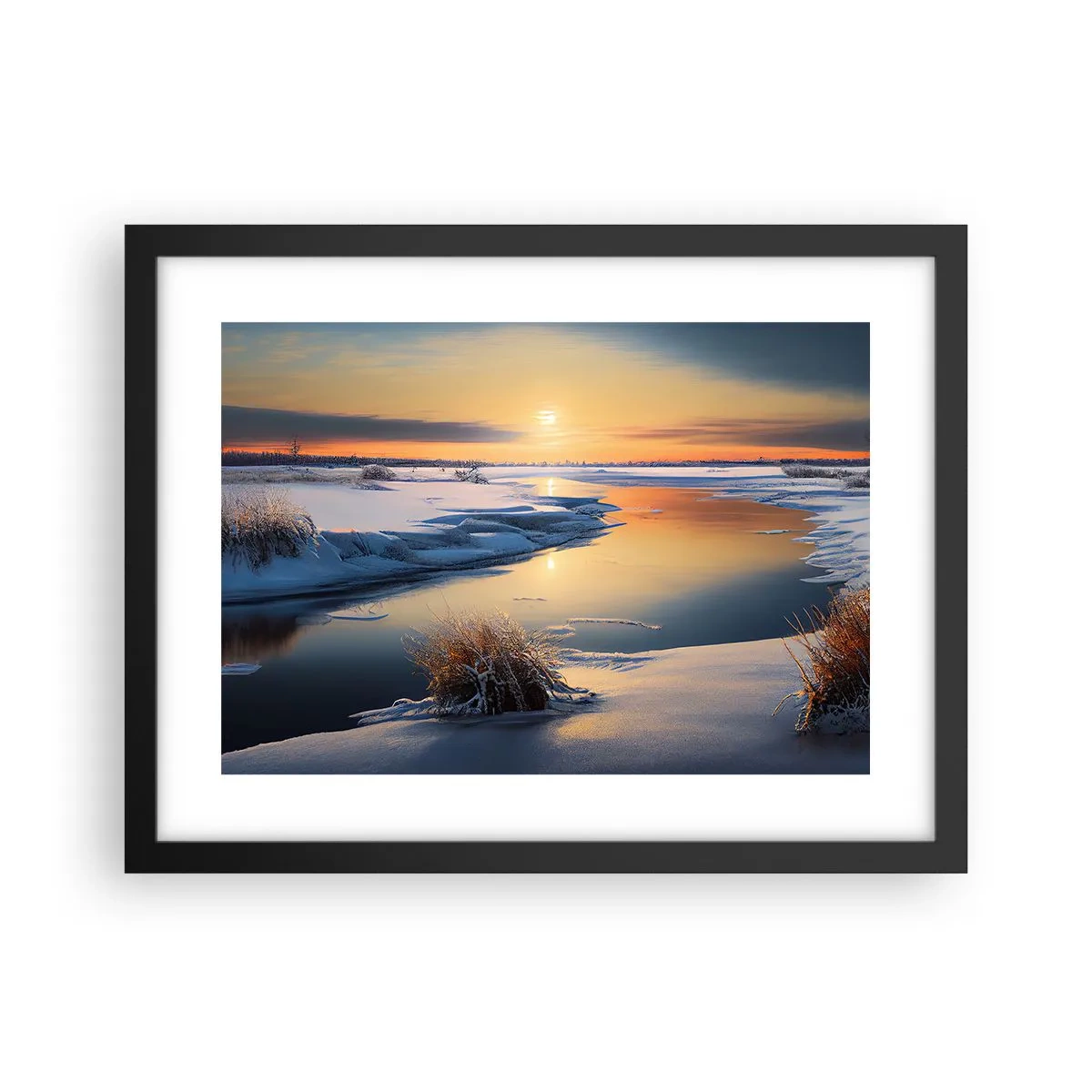 Poster in cornice nera - Tramonto invernale - 40x30 cm