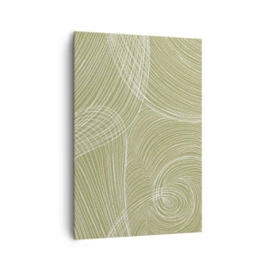 Quadro su tela - Stampe su Tela - Linee verdi e bianche in una composizione astratta - 70x100cm - Astrazione intricata in bianco - Decorazione murale moderna per soggiorno e camera da letto ARTTOR