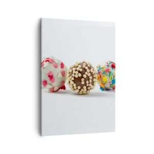Quadro su tela - Stampe su Tela - Praline colorate con decorazioni su fondo bianco - 50x70cm - La vita può essere dolce - Decorazione murale moderna per soggiorno e camera da letto ARTTOR