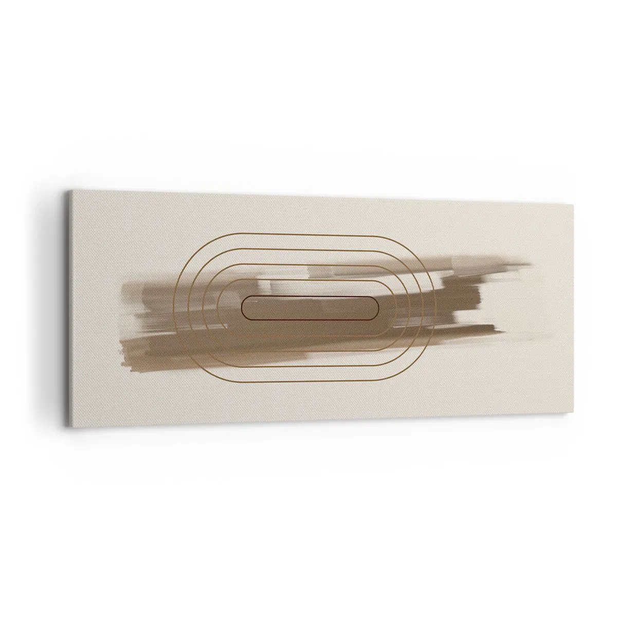 Quadro su tela - Stampe su Tela - Una composizione minimalista nei toni del beige e del grigio con un motivo geometrico - 120x50cm - Un soffio di grigio - Decorazione murale moderna per soggiorno e camera da letto ARTTOR