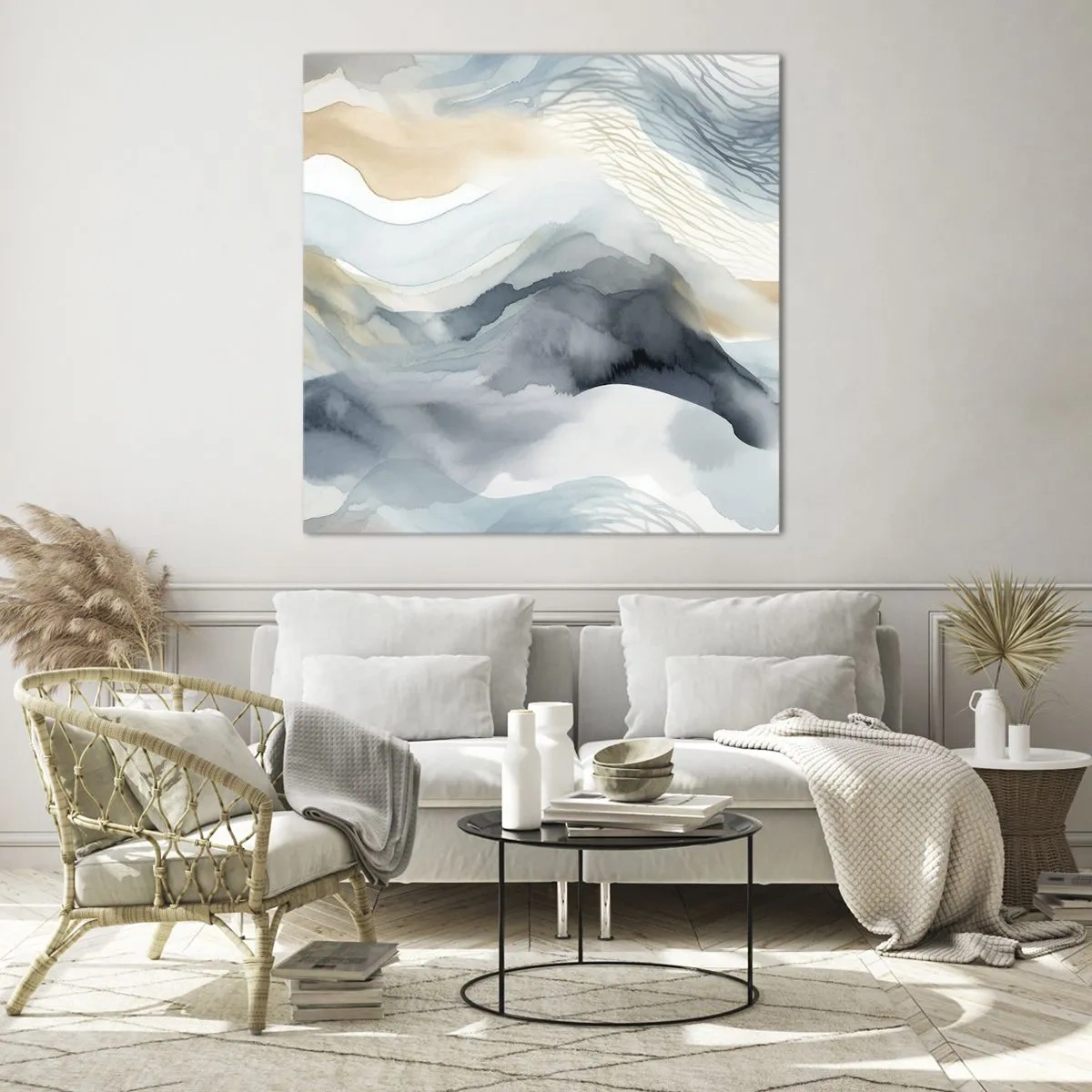 Quadro su vetro - Astrazione nevosa e nebbiosa - 40x40 cm