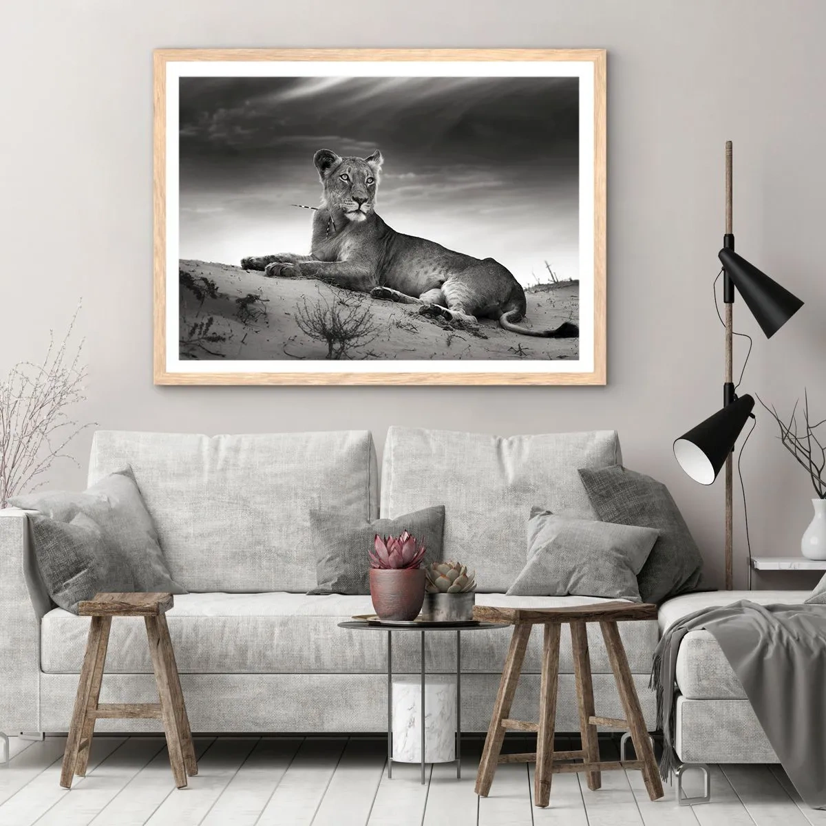 Poster in cornice rovere chiaro - Il riposo della regina del deserto - 40x30 cm