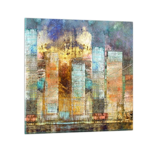 Quadro su vetro - Metropoli nel sole - 40x40 cm