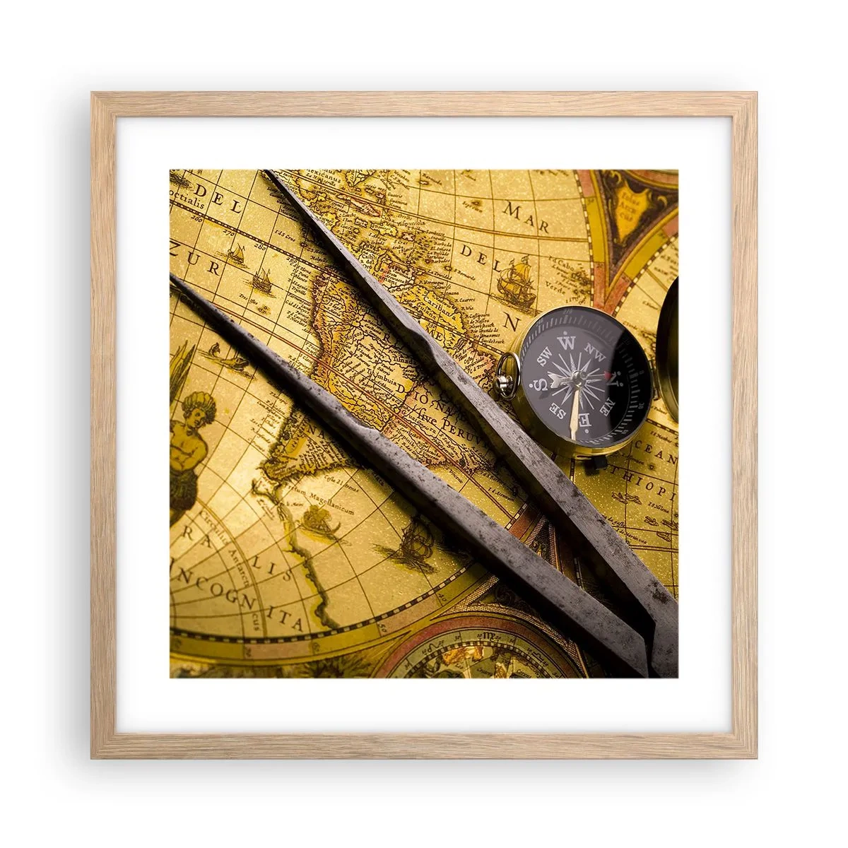 Poster in cornice rovere chiaro - Dove sono questi tesori? - 40x40 cm