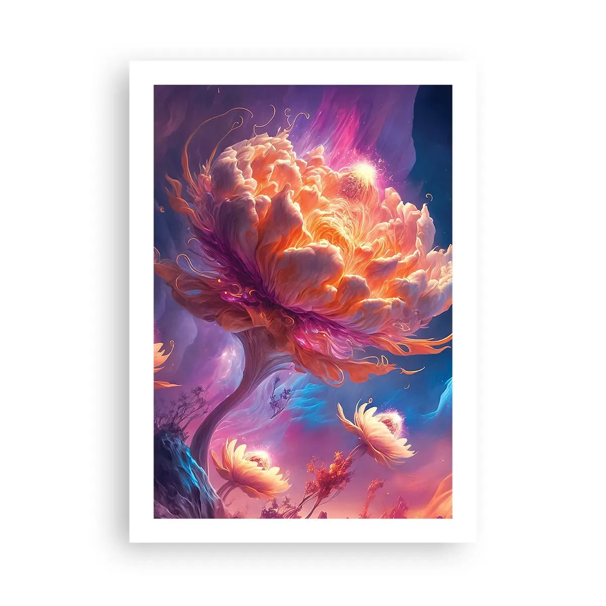 Poster - Un albero fantastico a forma di fiore in fiore - 50x70cm - Un altro mondo - Decorazione murale moderna per soggiorno e camera da letto ARTTOR