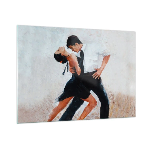 Quadro su vetro - Una coppia che balla il tango in una posa dinamica - 100x70cm - Il tango dei miei sogni - Decorazione murale moderna per soggiorno e camera da letto ARTTOR