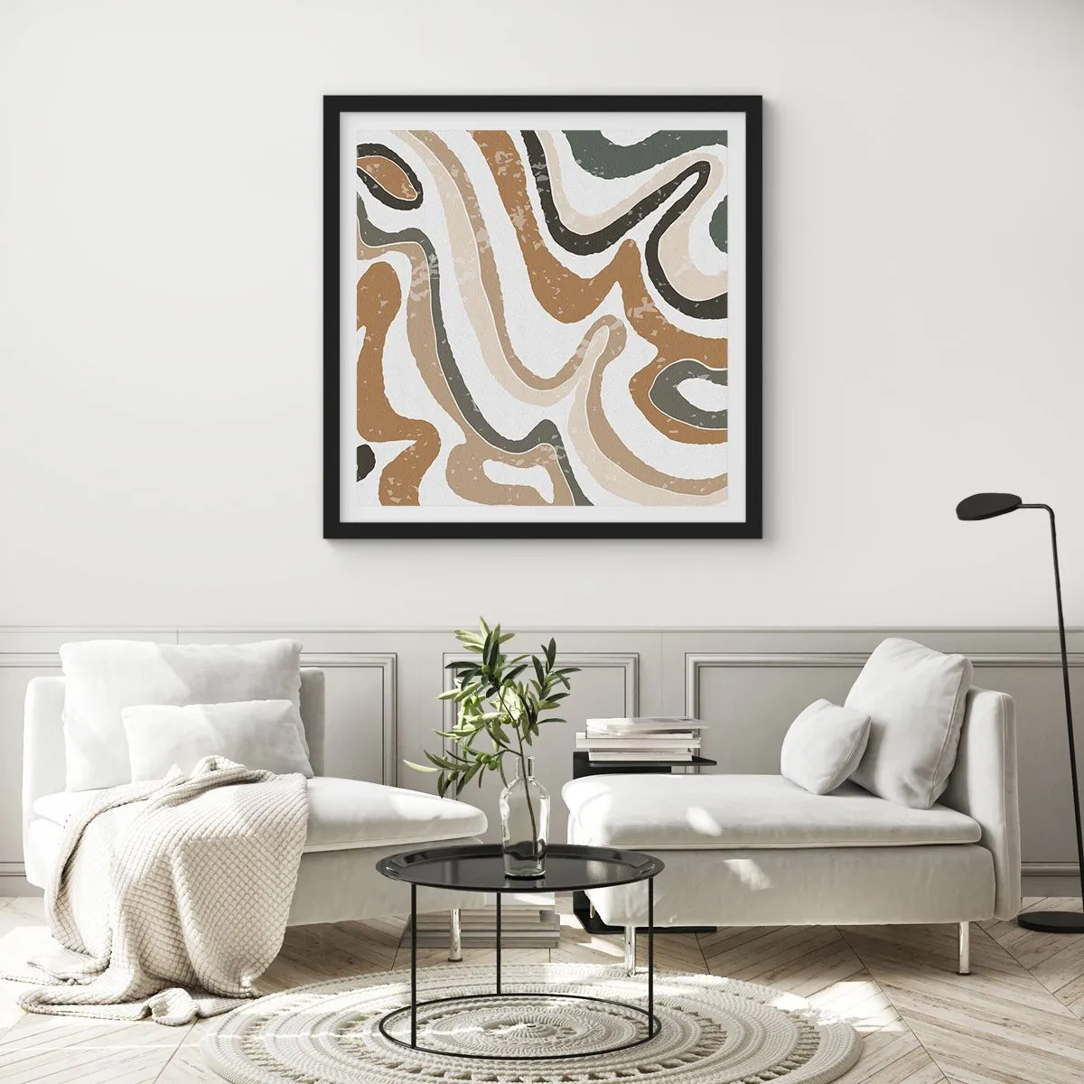 Poster in cornice nera - I meandri dei colori della terra - 30x30 cm