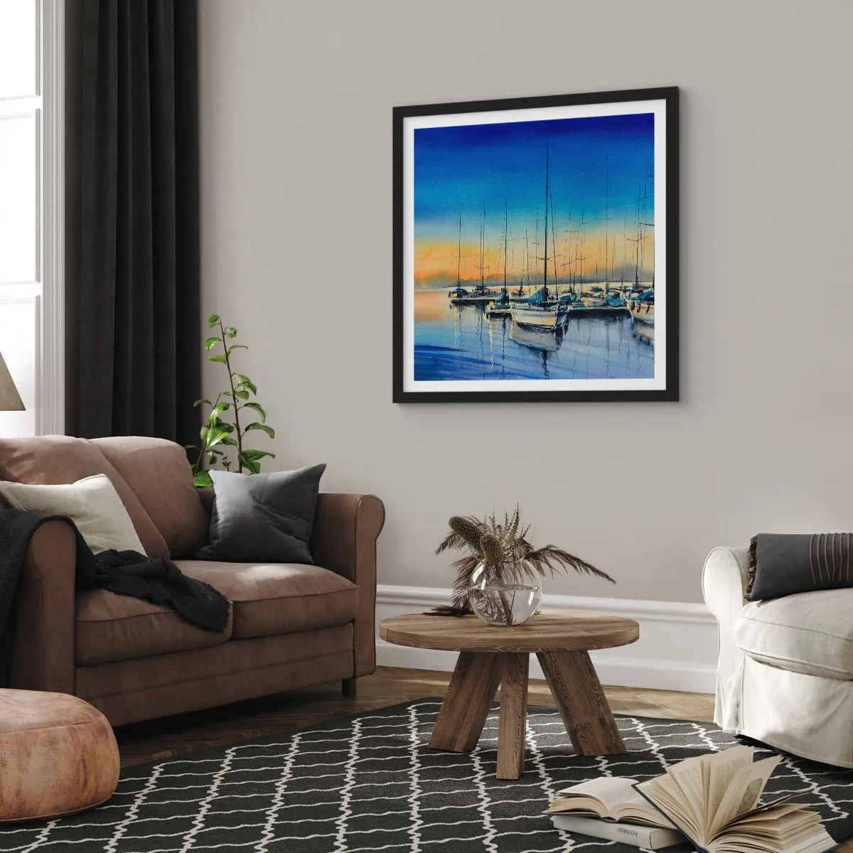 Poster in cornice nera - La fine di una buona giornata - 40x40 cm