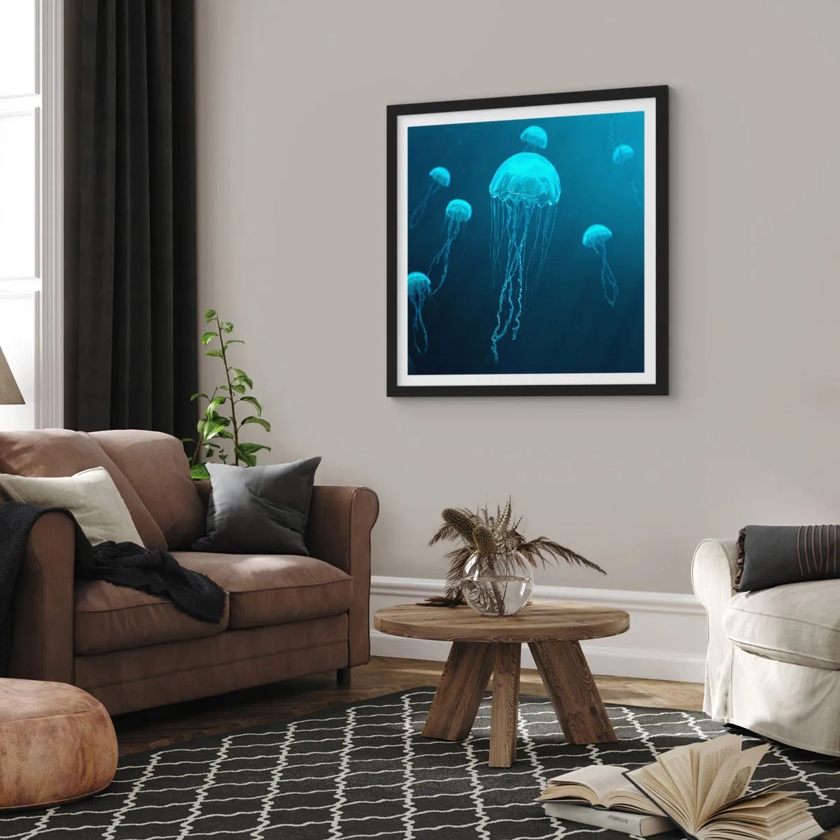 Poster in cornice nera - La danza oceanica - 30x30 cm