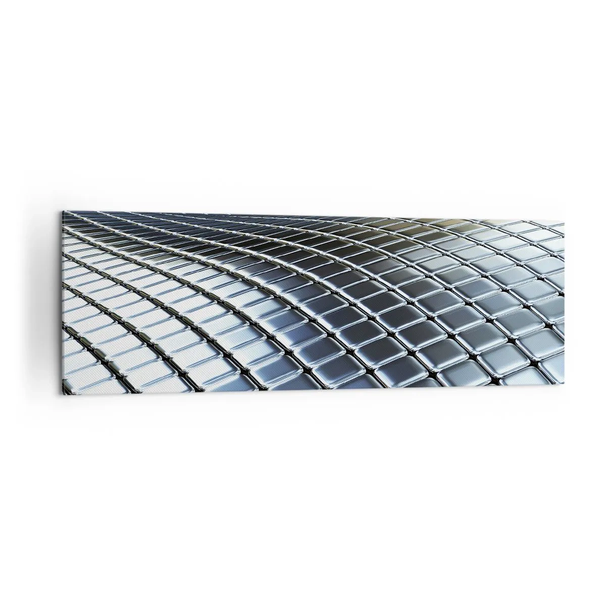 Quadro su tela - Stampe su Tela - Struttura moderna realizzata con quadrati metallici - 160x50cm - Onda metallica argentea - Decorazione murale moderna per soggiorno e camera da letto ARTTOR