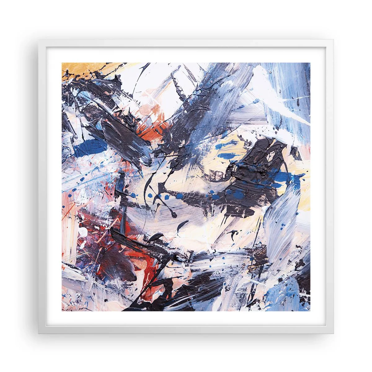 Poster in cornice bianca - La danza folle dell'astrazione - 60x60 cm